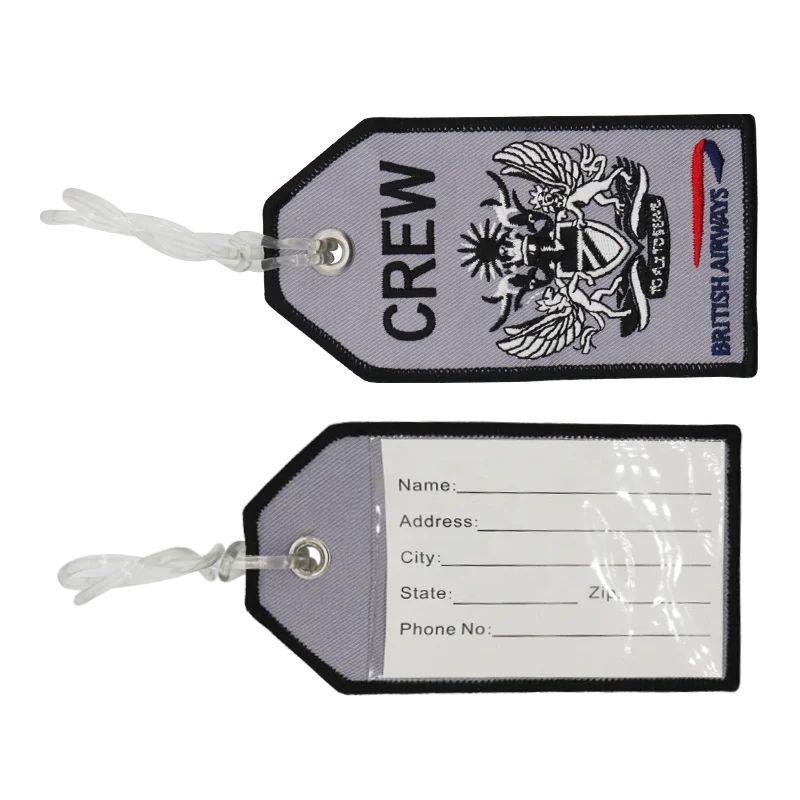 Custom Made Logo Branded Traveller Embroidered Luggage Tags Personalized Modern Embroidery Designs Luggage Suitcase Bag Tag