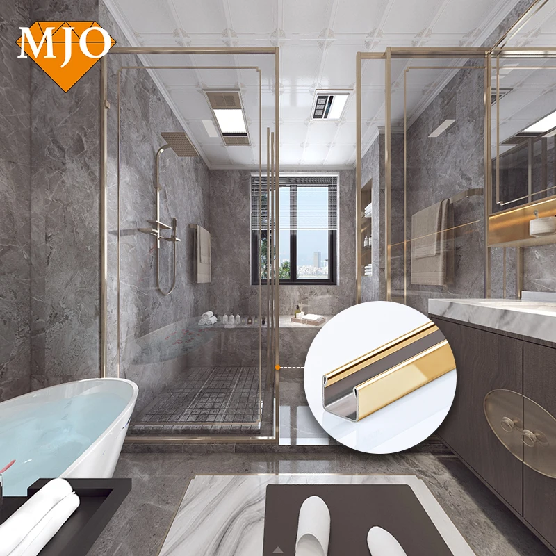 Foshan MJO Factory Directly Stainless Steel Profile Glass Holder Clamping Glass Profile Railing For Bathroom Decoration OEM