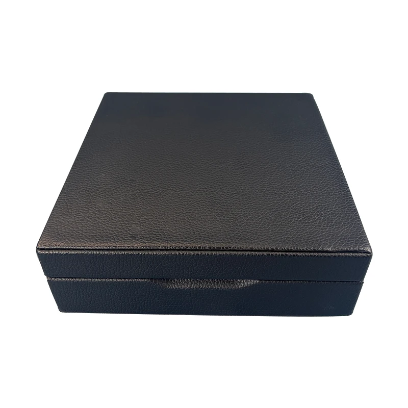 High quality Instant coffee black PU leather box hot sale 6 Slots  capsule coffee matte lacquer wooden box