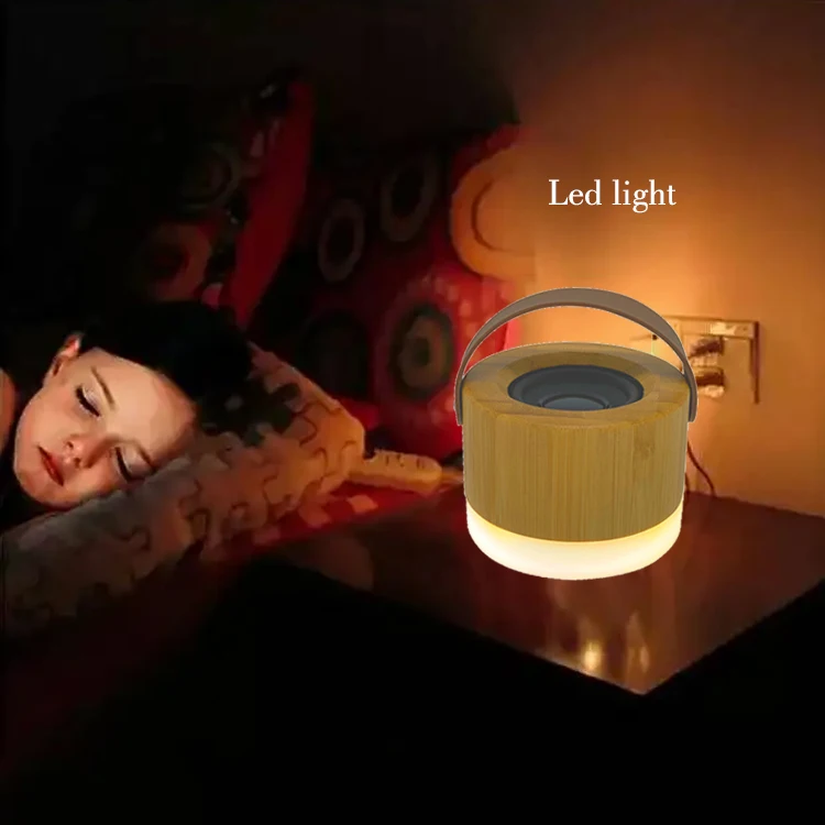 Wholesale Environmental Protection Speaker Portable 3W LED Light Wireless Speaker Bamboo Boom Box