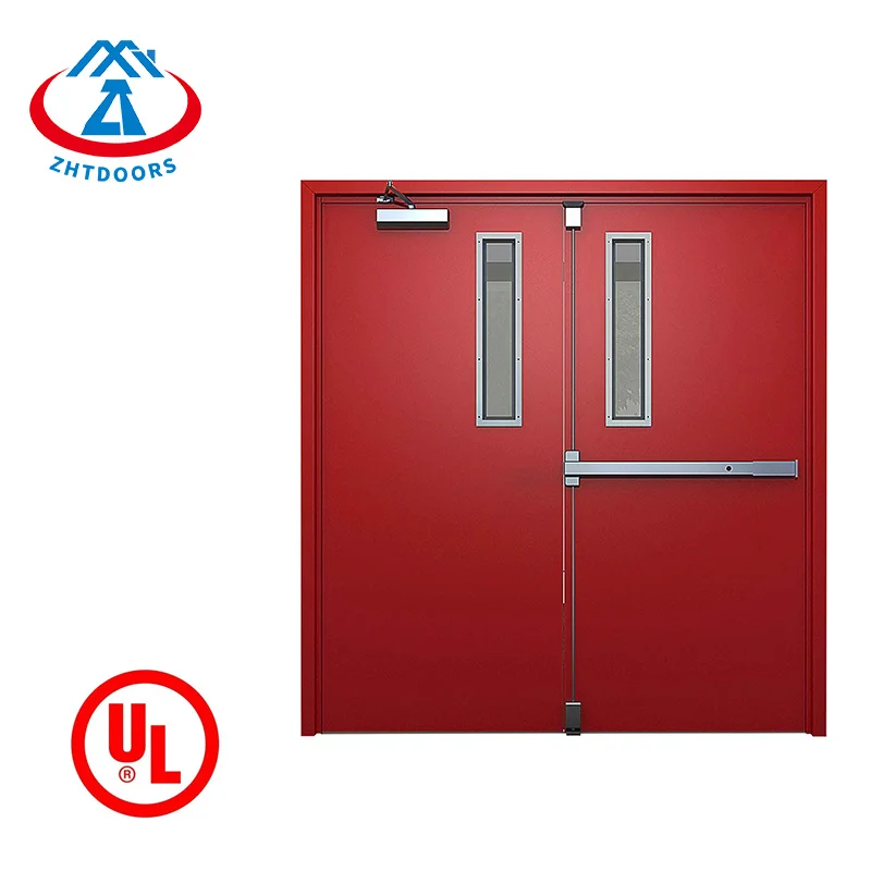 ZHTDOORS Special price ulul certified 90 minute emergency double exit doors push bar