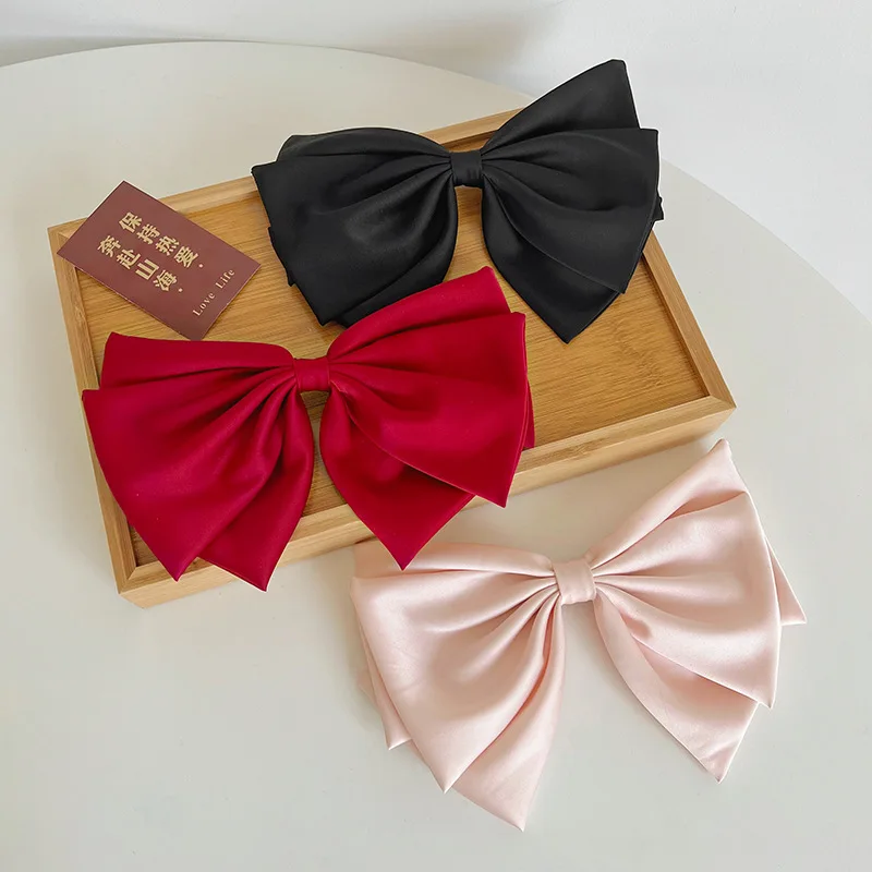 New Oversized Ladies Hair Clips Satin Big Bows Hair Clips Wholesale