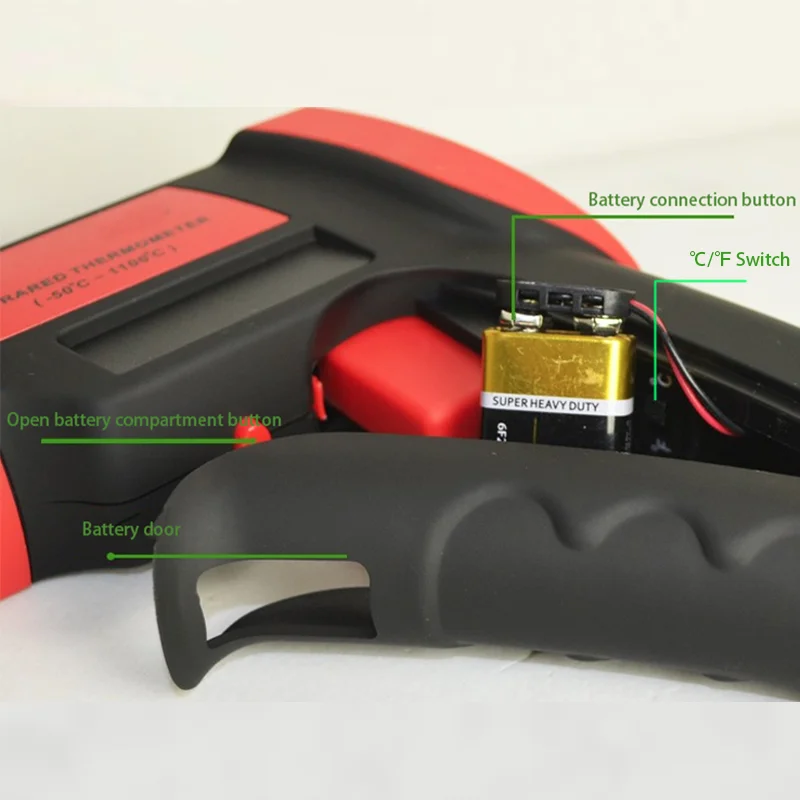 Pyrometer 1800c Industrial industrial Non-contact IR infrared temperature measuring gun 100 sets of data storage