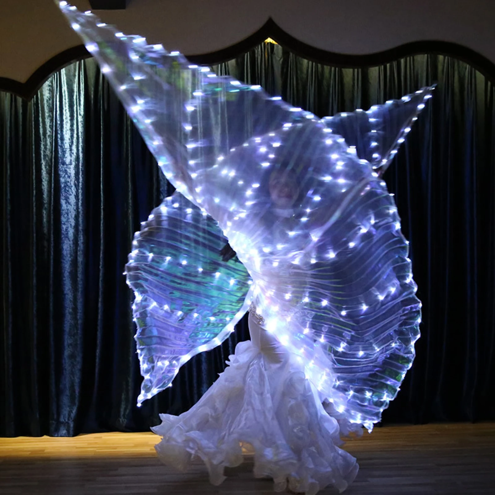 Belly Dance Glow Angel Dance Wing with Sticks Glow Light Up Belly Dance Costume for Adults Child for Xmas Carnival Halloween