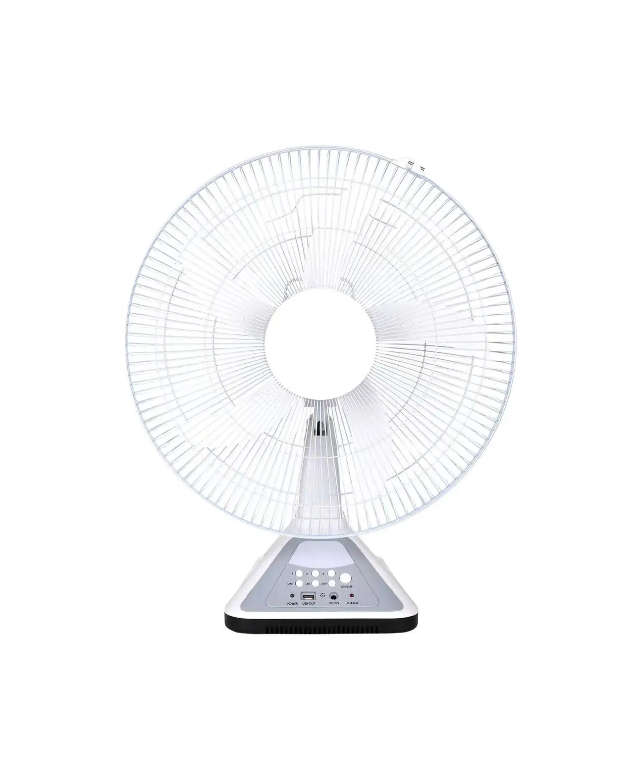 30W 12 Volt high speed Good Quality Family medium size 16 inches Rechargeable table fan cheap price with LED light