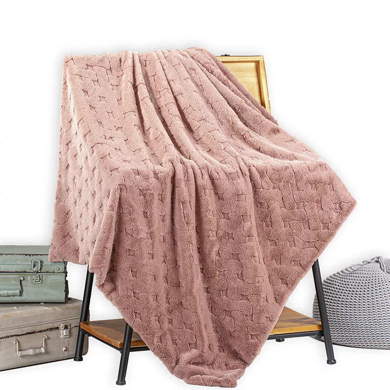 Ultra Warm  Polyester Blanket Double Layer Faux Fur Minky Reversible Throw