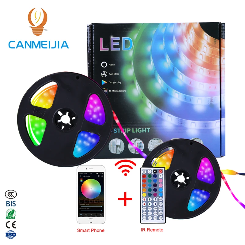  12V 2835 10 м изменяюща цвет Тира ламп Colores Wi-Fi полосы света водонепроницаемый Led светодиодные цветных (Rgb) светодиодных