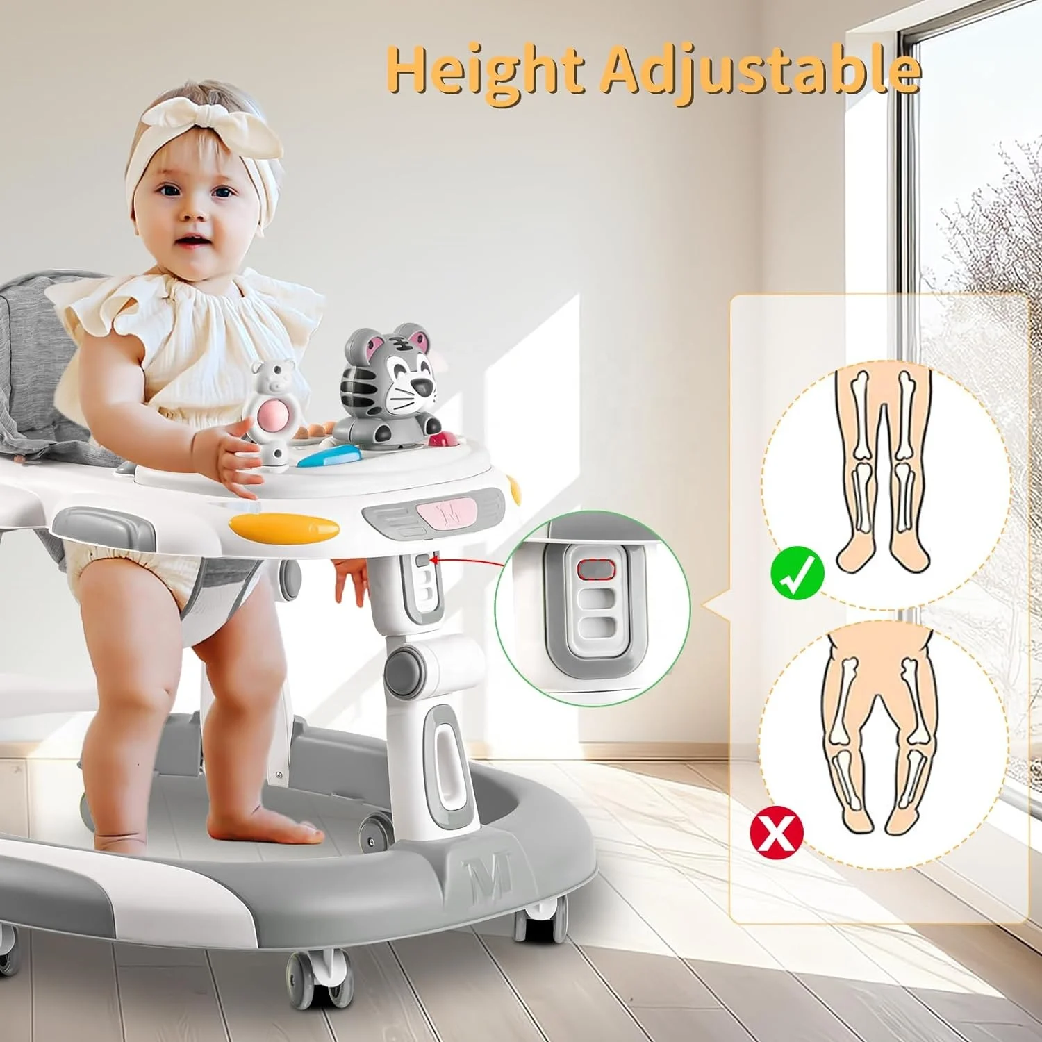 Baby Walker, 4-in-1 Foldable Baby Walkers and Baby Activity Center with Toys Tray Infant Toddler for boys and girls  6-24month