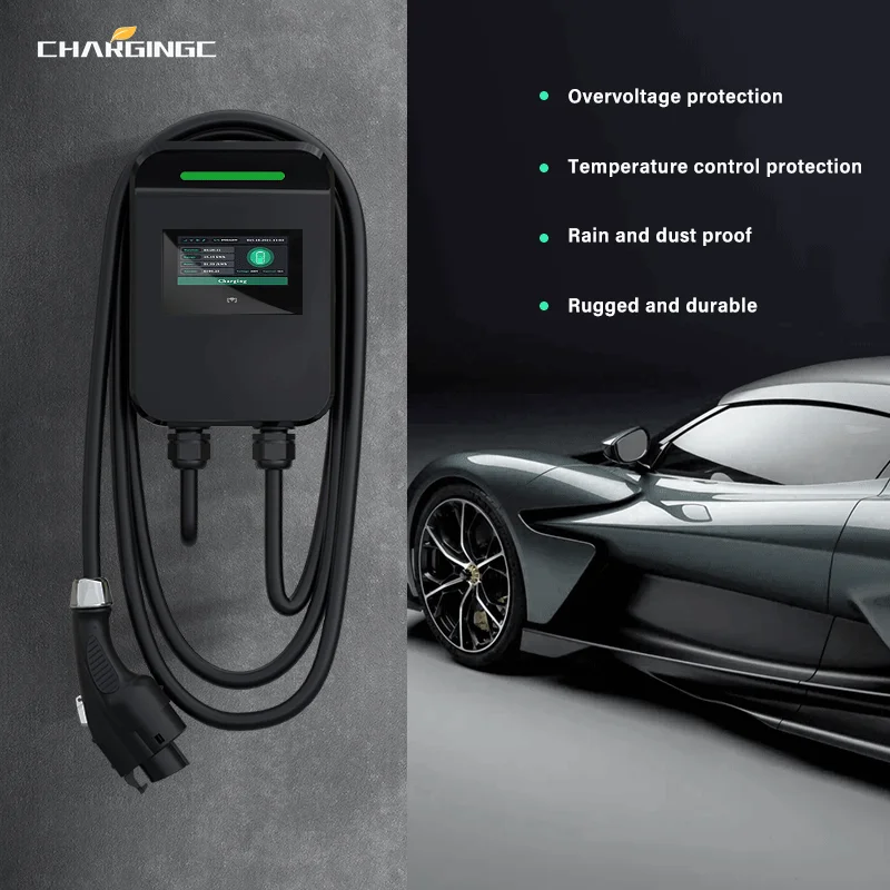 EU Standard Portable EV Charger Type 2 EV Fast Vehicle Charging Stations 16-32A 7kw 22kw Electric Car Charger