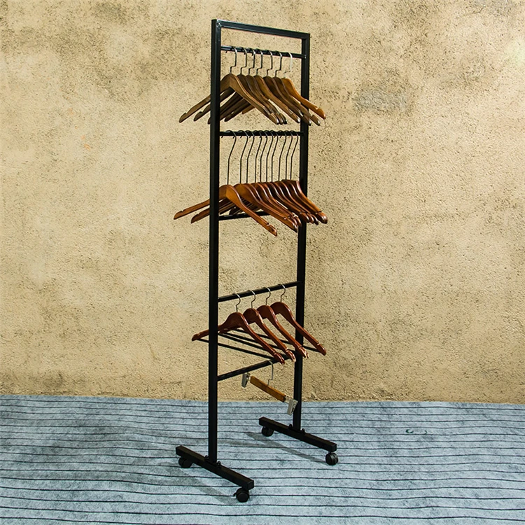 Modern Hotel Stainless Steel Fixed Bath Towel Bar Black Multi-layer Bathroom Towel Rack With Wheels