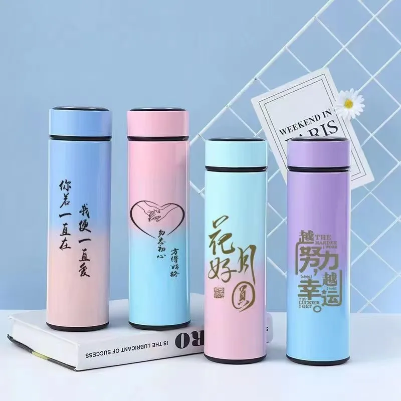 500ml Stainless Steel Thermos With Touch Sensor Led Digital Smart Leakproof Vacuum Flasks Water Bottle