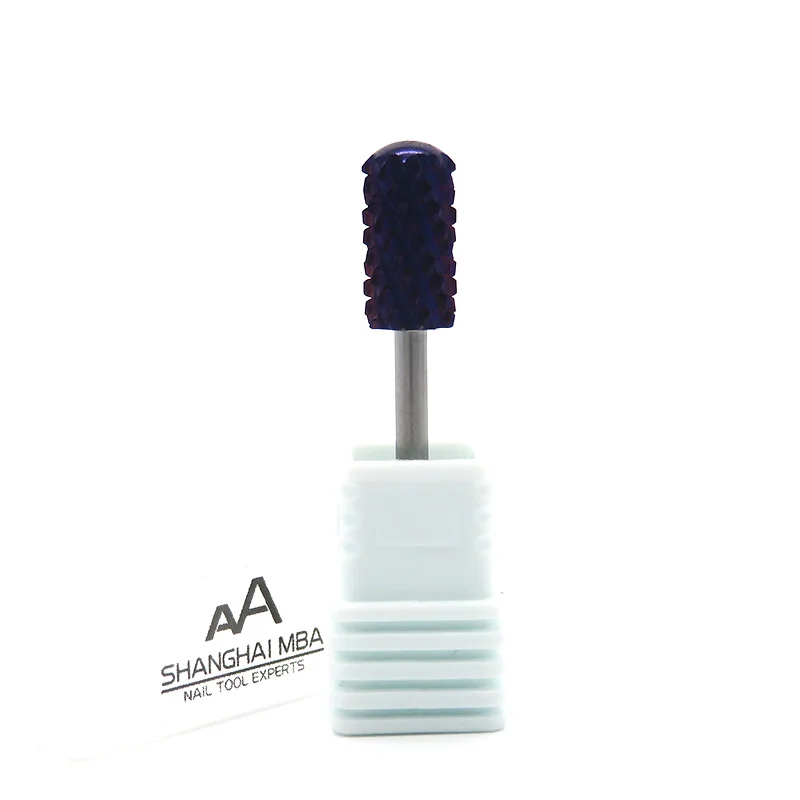 Best Quality Safety 6.6mm Large Barrel Rounded Top Purple 4XC Nail Drill Bits Set For Manicure