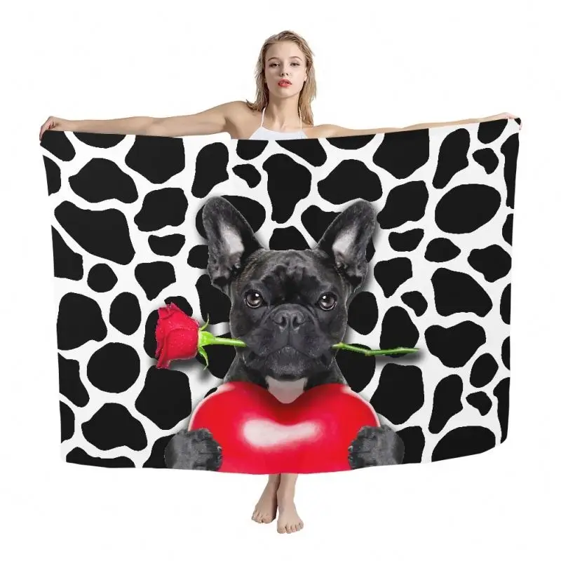Custom Cute Dogs Printed Beach Towel Print on Demand Cartoon Animal Pattern Hawaiian Lavalava Sarong Sarongs With High Material