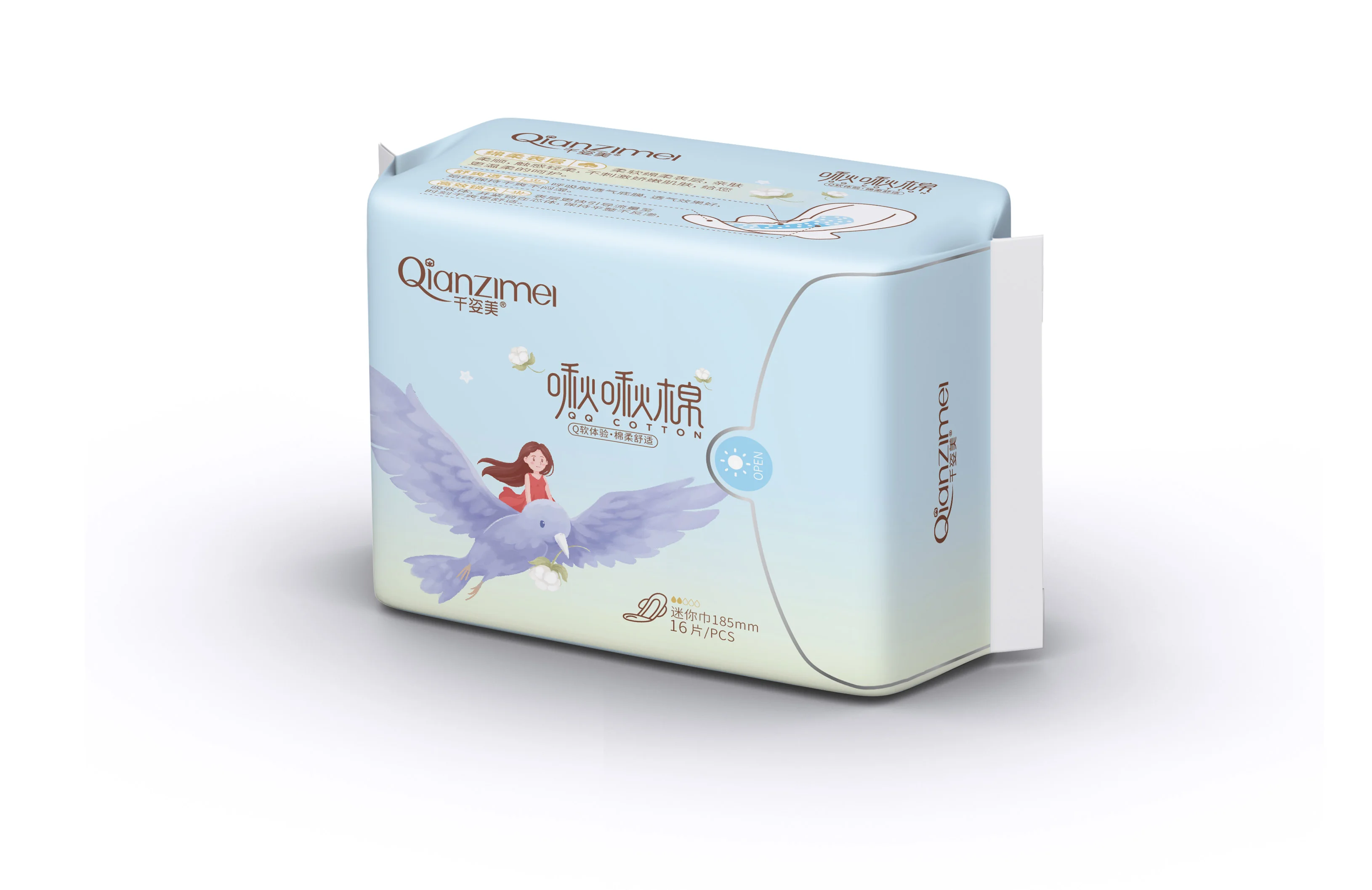 round shape organic cotton japanese lose double wing sanitary pads raw materials for production breathable