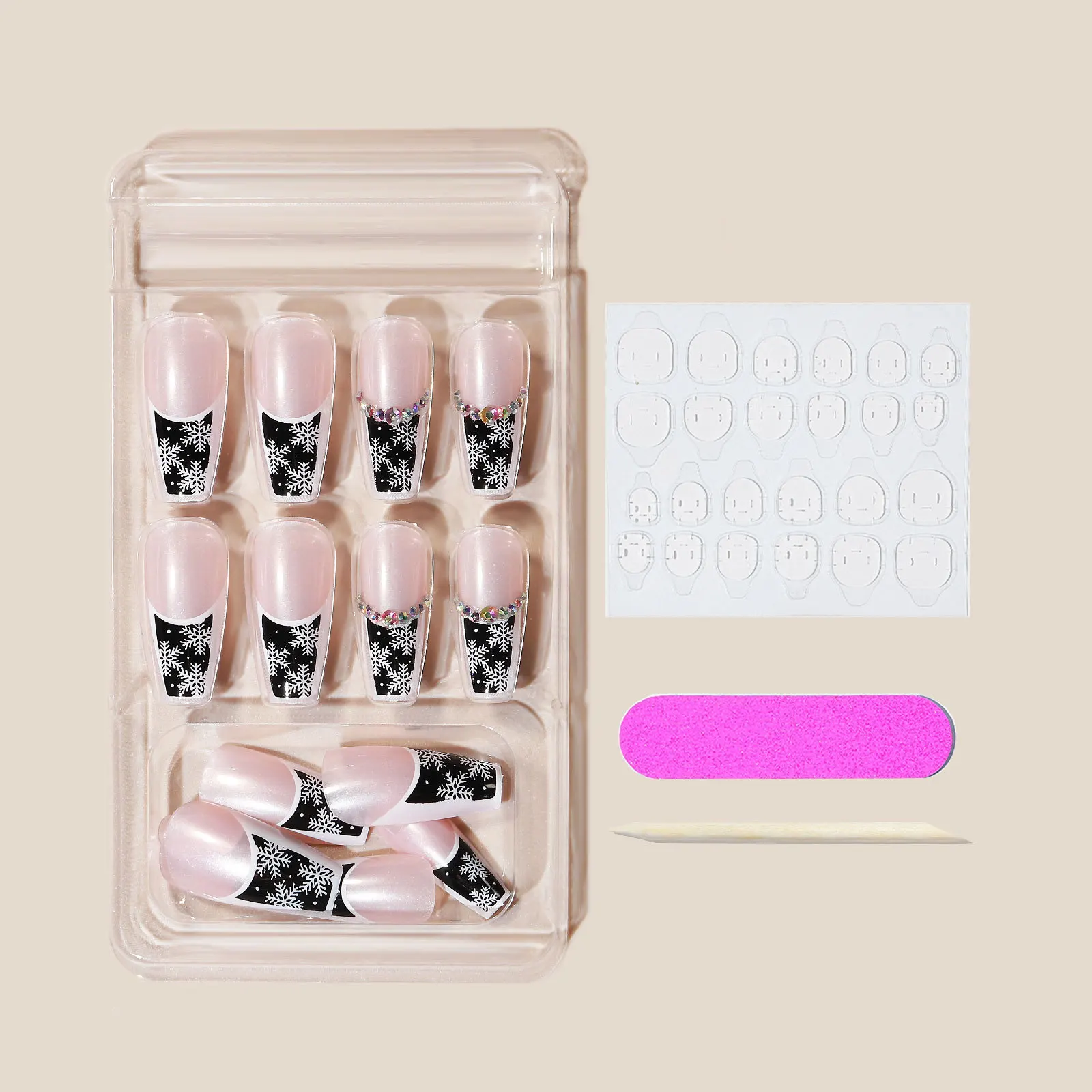Wholesale Nail Colorful Christmas Snow Series Nail Snow Set Wear False Nail Tips