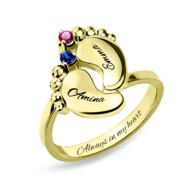 Private customized birthday gift 925 sterling silver personalized engraved any  logo name barefoot foot ring jewelry