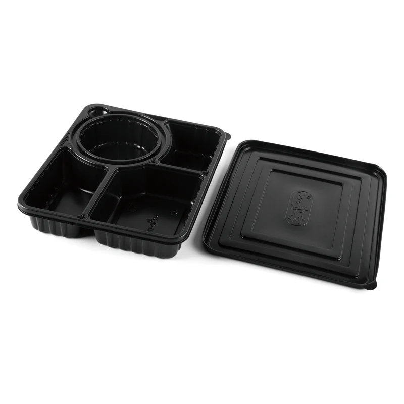 Disposable microwave PP fast food container box plastic lunch bento tray container with lid