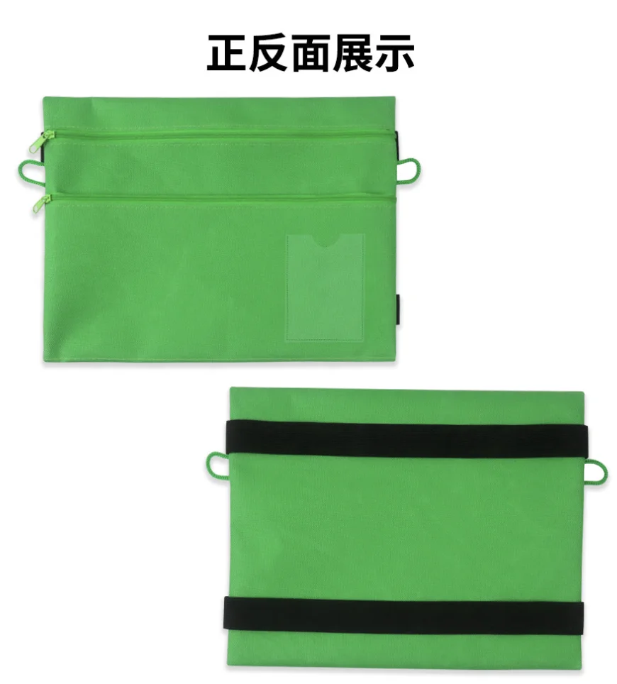 Kindergarten School Canvas Teacher Carrying Zipper Bag Folder Classification Stationery Storage Organizer Pen Sticker Pocket