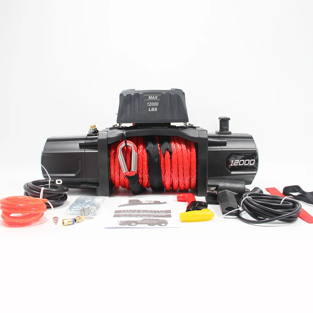DAO 12v and 24 volt 12000lbs-13000lbs electric winch with red rope for sale