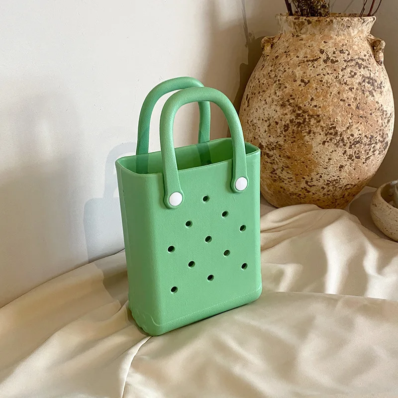 2024 New Arrival Summer Beach Waterproof Diy Charms Hot Pink Colorful High Quality Shopping Tote EVA Bags For Women