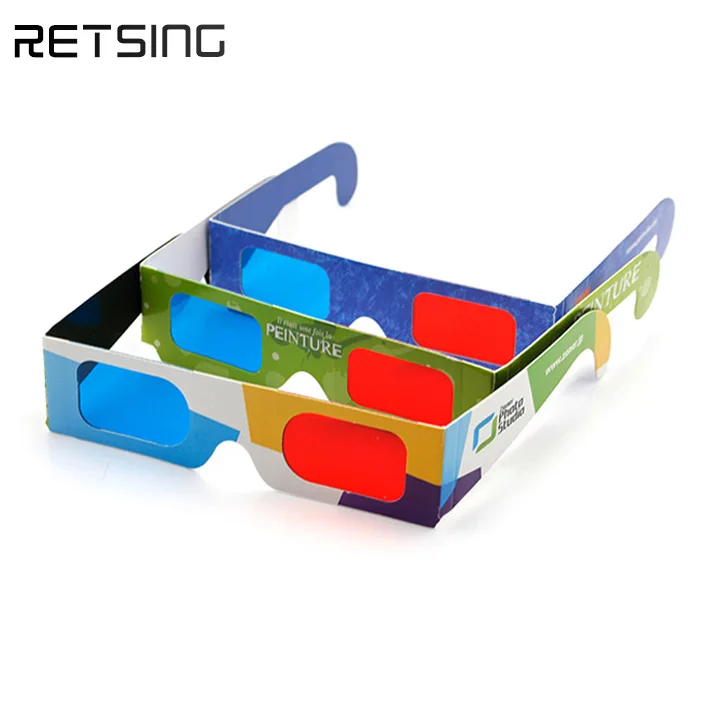 Promotional gifts paper red/blue anaglyph vision 3d glasses with custom logo printing