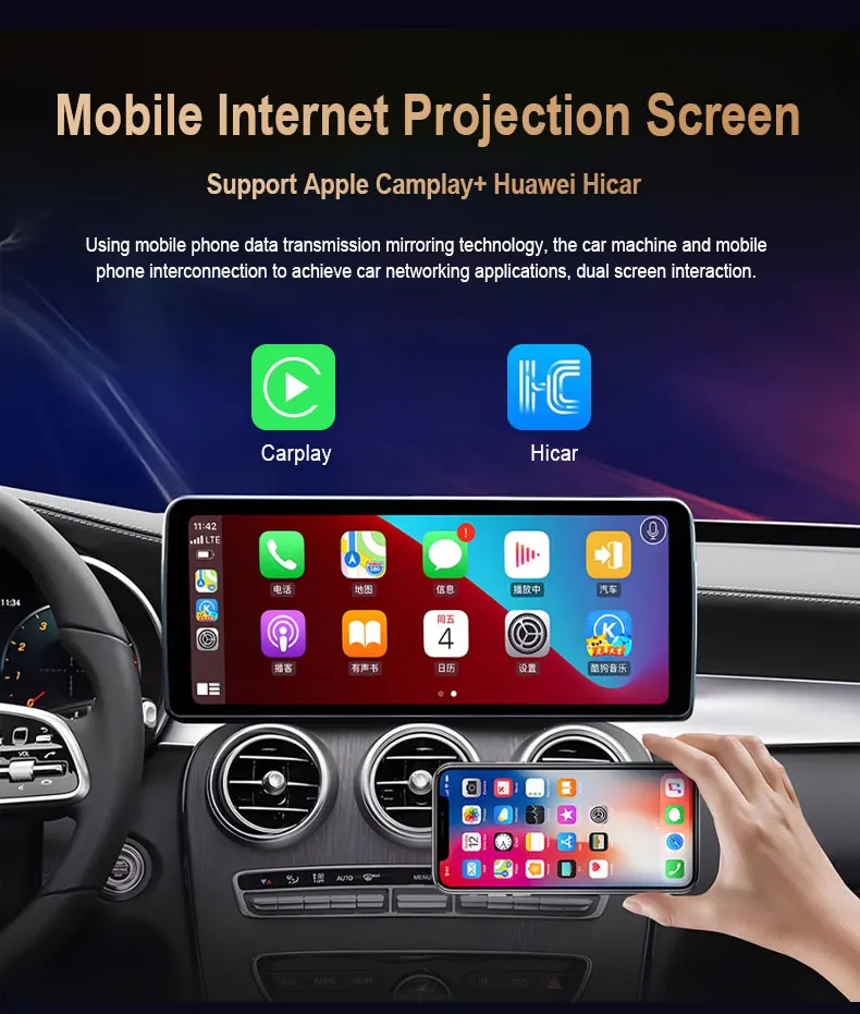 10.25 Inch Liush Upgrade Carplay GPS Navigation Multimedia For Benz C-Class W204 2008-2010 Car Radio Touch Screen With Android