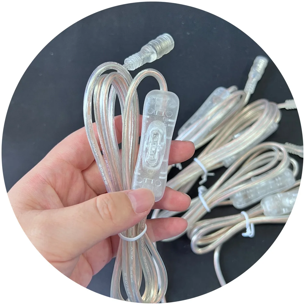 led neon light  transparent 1.5m 5521 DC connector wire with 304 switch for led light