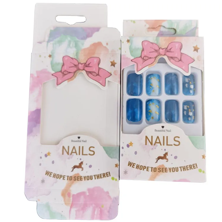 Fashion Customized Small Window Package Empty Custom Press On Nails Packaging Box