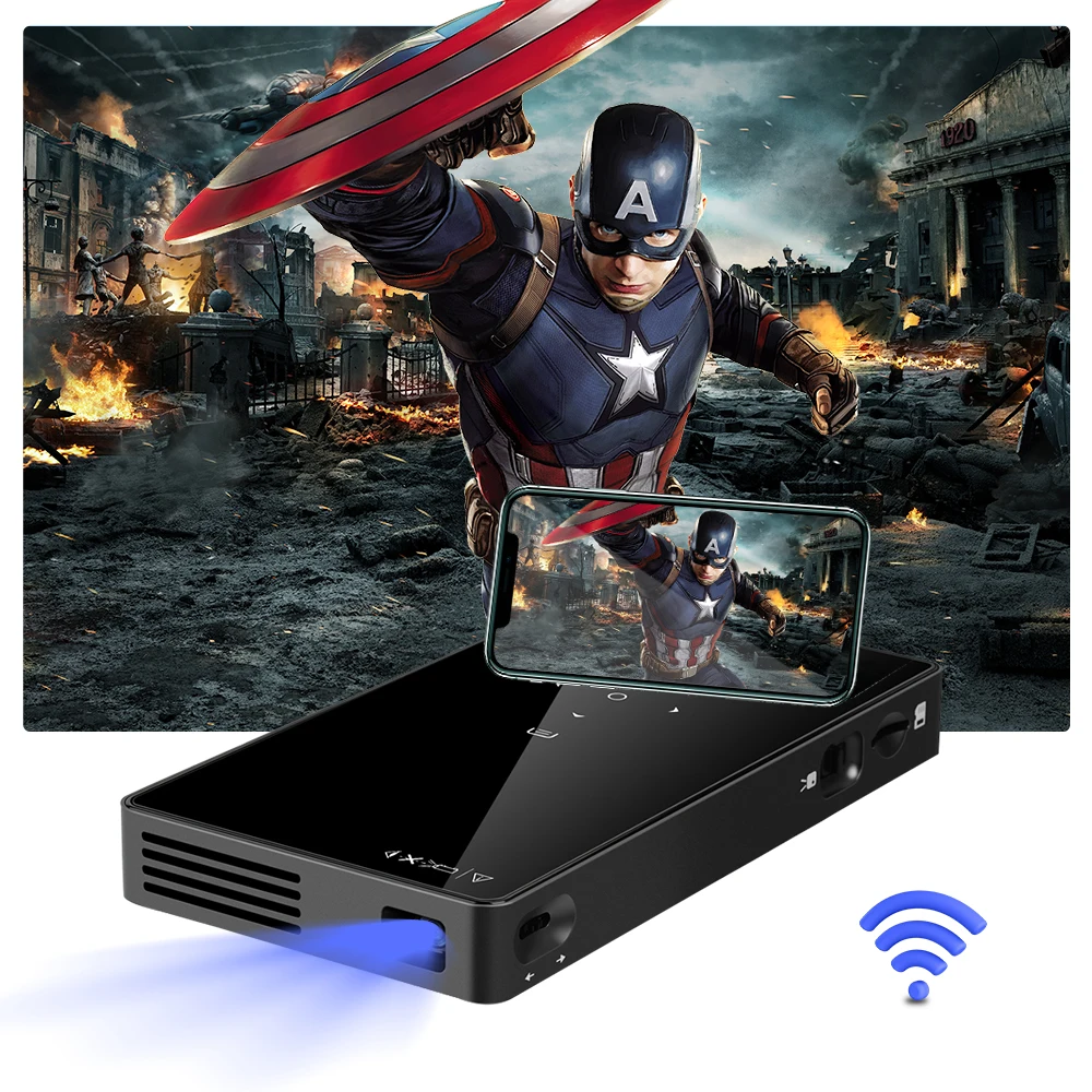 Rechargeable Full Wireless Pico 1080p Wifi Slim Pocket HD Android Mini Dlp Portable Projector 4k With Battery