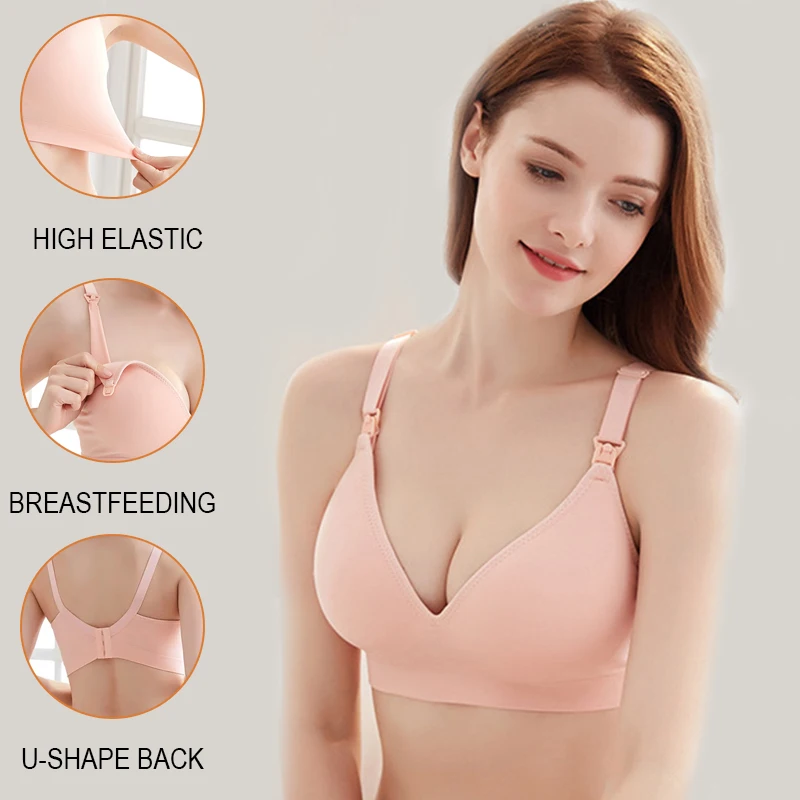 Wholesale LOGO Custom Front Open Lactation Fixed Cup Pregnancy Maternity Seamless Breastfeeding Nursing Bra for Women