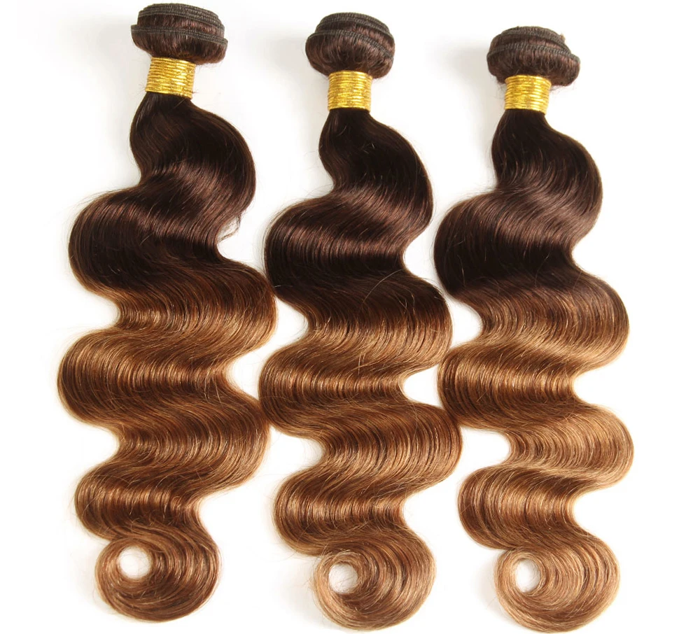 virgin human hair bundle with closure good quality  brazilian human  hair  straight body wave ombre color