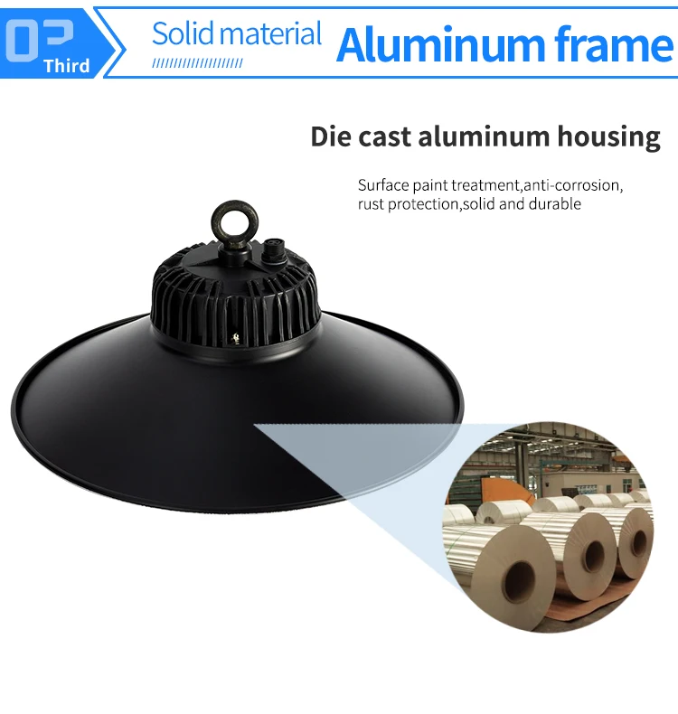 Factory Price High Lumen  IP67 100W 150W 200W  Industrial  Warehouse Solar motion lights outdoor UFO LED High Bay Light Fixture