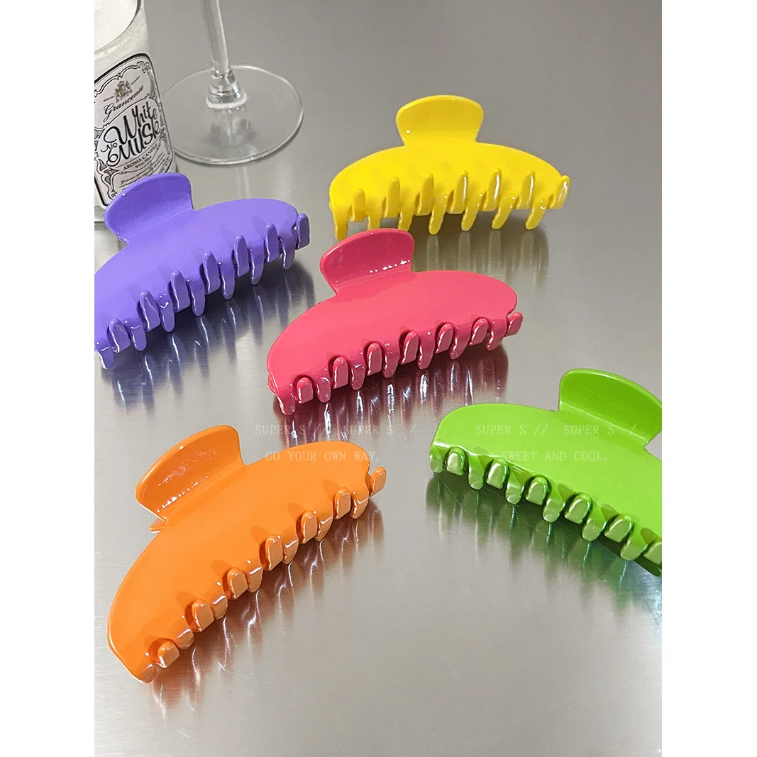Korean Style Army Green Plain Hair Clip Claw For Thick Hair Acetate Hair Clamp For Women Custom Logo Accessories