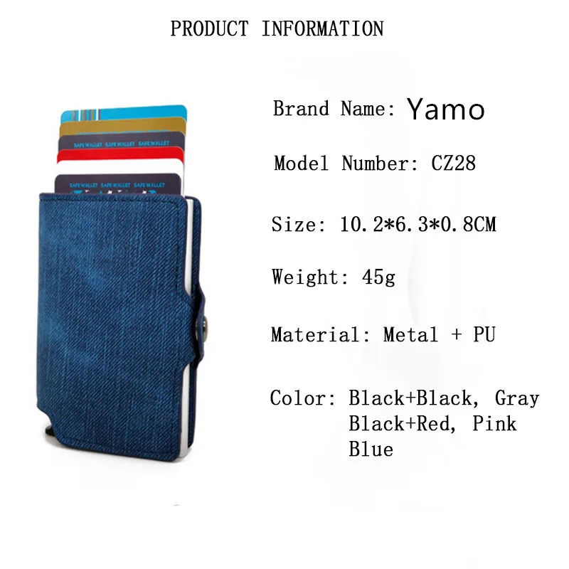 PU Single Aluminum Box Business Hasp Card Case Slim Wallet New RFID Blocking Slim Card Holder