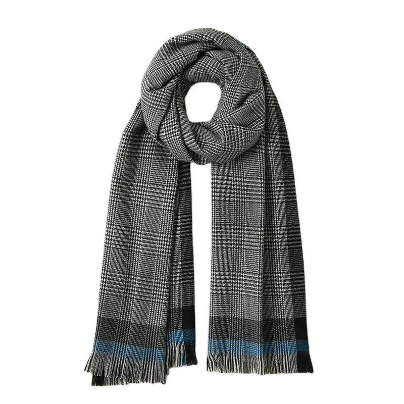 Designer Warm Soft Pashmina Neck Scarves Shawl Blanket Plaid Tassel Cashmere Winter Scarf for Men