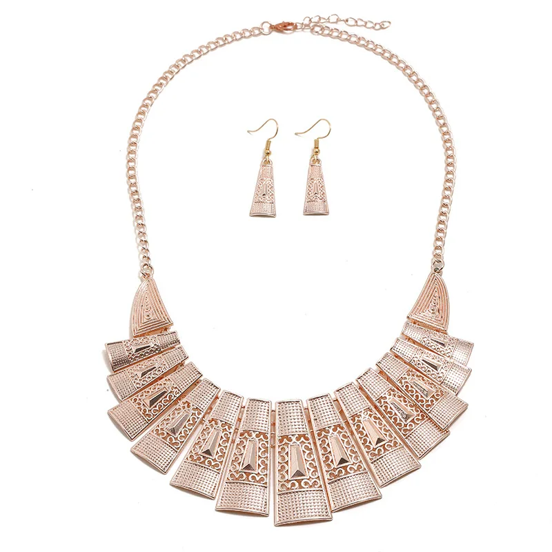 2020 dubai cheap bridal 18k gold plated hollow out   necklace and earrings jewelry set