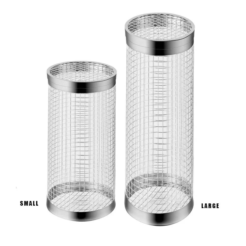 Stainless Steel Wire Mesh Bbq Rolling Grill Basket