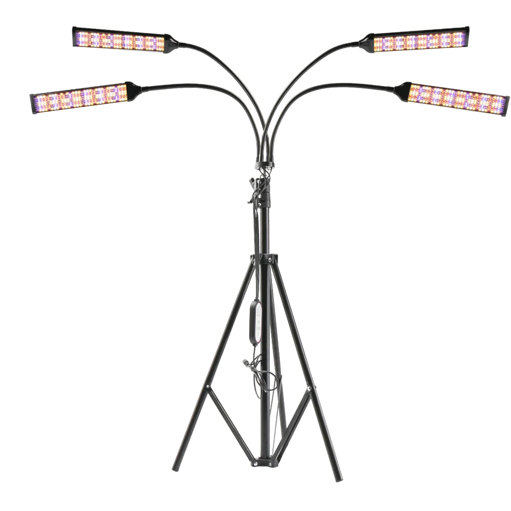 Sinjialight 160W 4 heads tripod stand adjustable 360 degree 768 leds dimmable timing seperate control led grow light ZW0332