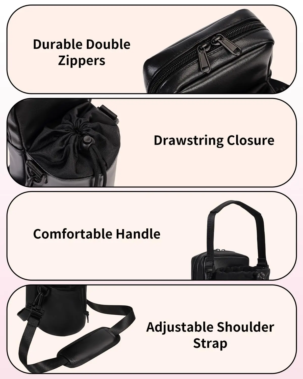 Haoen Water Bottle Holder With Stra Insulated Water Bottle Carrier Sling Bag With Phone Pocket For Hiking Walking