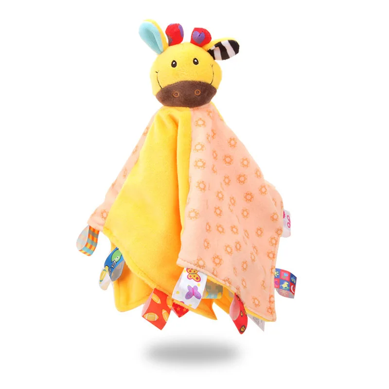 
Lovey Giraffe Security Blanket For Baby Girls Boys Soft Plush Stuffed Animal Blanket With Infant Tags Rattle 