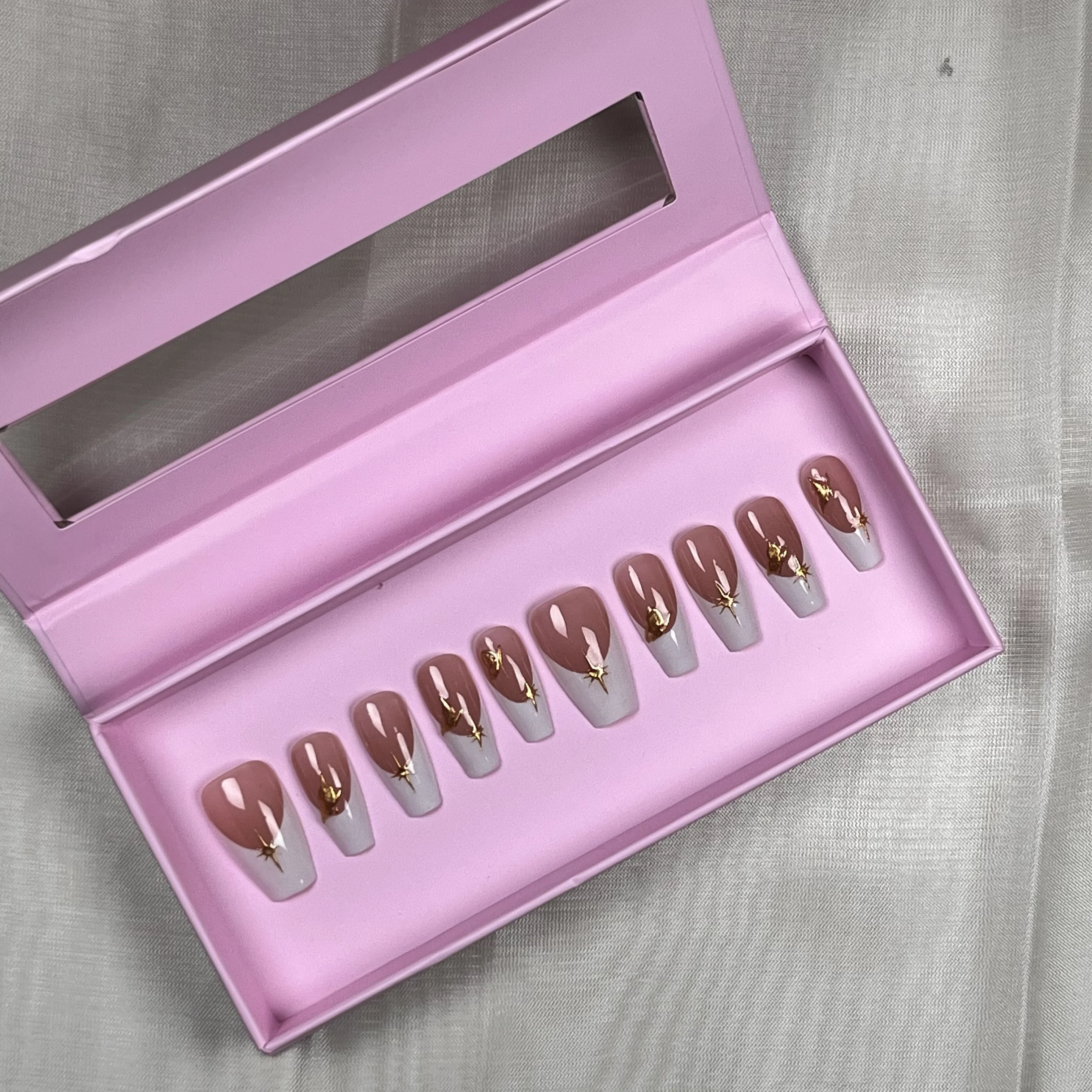 Luxury Wholesale Artificial Fingernails Package Boxes Nail Art Supplies Square Nails Press On Nail Packaging Box