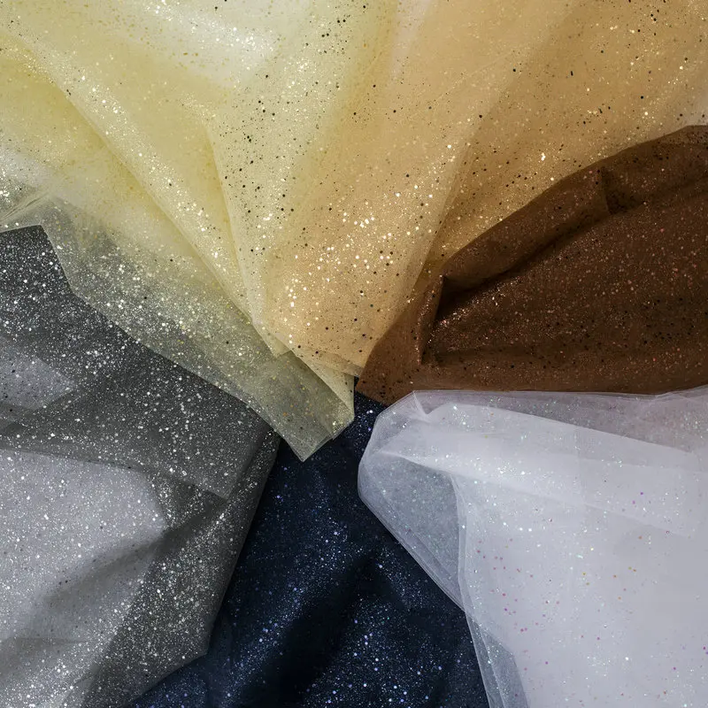 2023 Glitter Tulle Fabric Mesh DIY Dress Stage Bride Cloth Wedding Dress Designer Fabric Party Dancewear Dress Fabrics