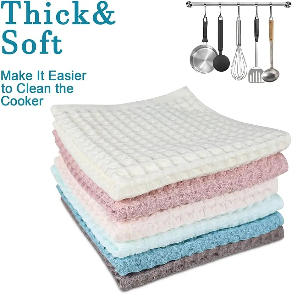 custom logo large cotton kitchen hand dish towels cotton waffle weave kitchen dish towels