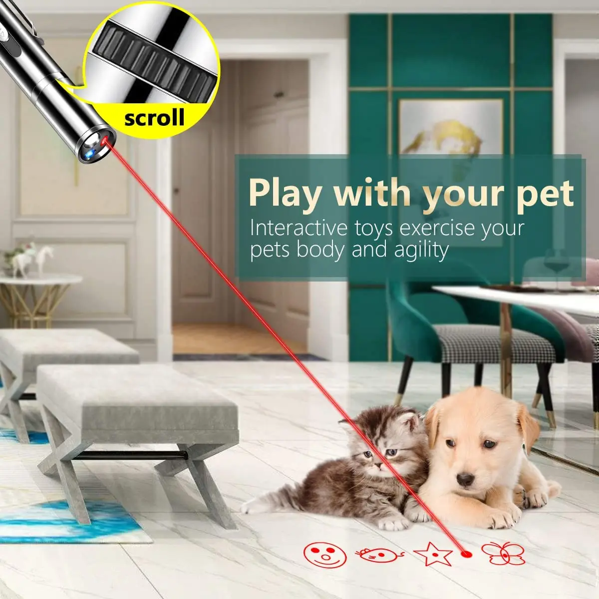 LED light torch Laser pointer cat teaser Exerciser Cat toy