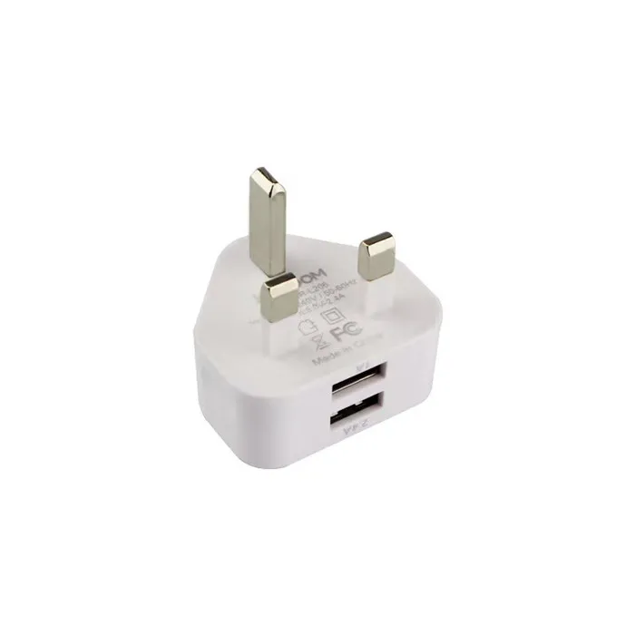 Hot Selling  UK plug 5V 2A dual port usb charger adapter for iphone mobile phone usb travel charger