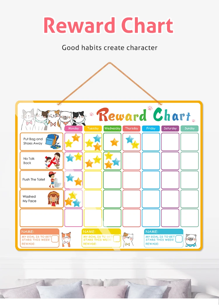 2022 New More Functions High Quality Dry Erasable Magnetic Whiteboard Independent Reward Chart Game Board With Stickers toys