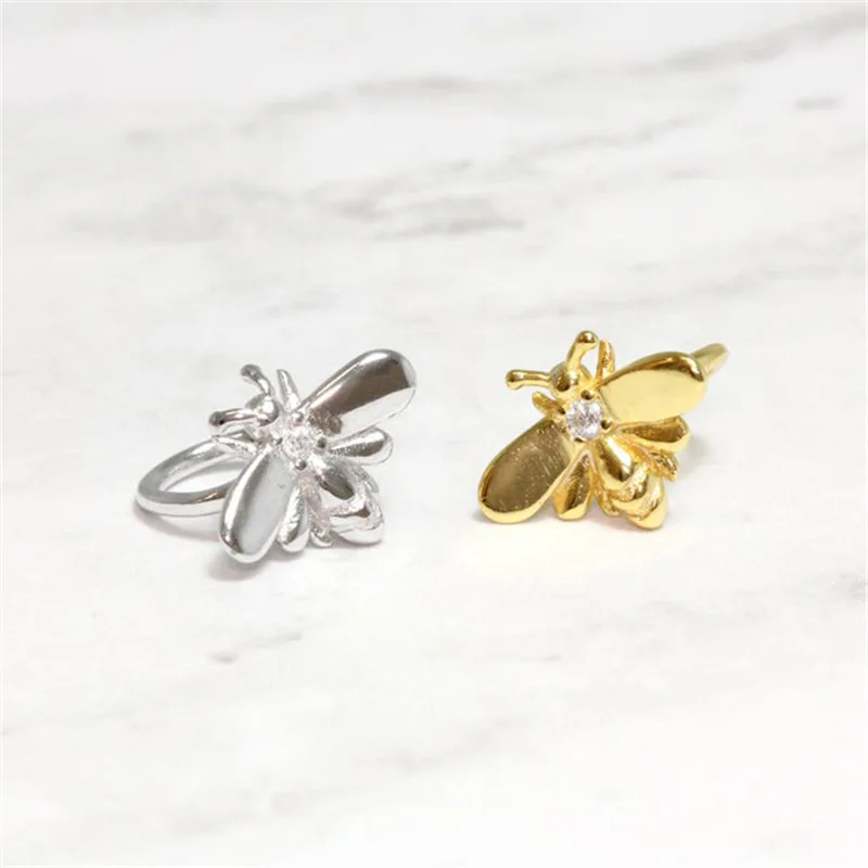 Carline Topsale Bee Earrings 925 Sterling Silver Zircon 18K Gold Plated Ear Clip On Earrings Hot Ear Cuff Without Ear Holes