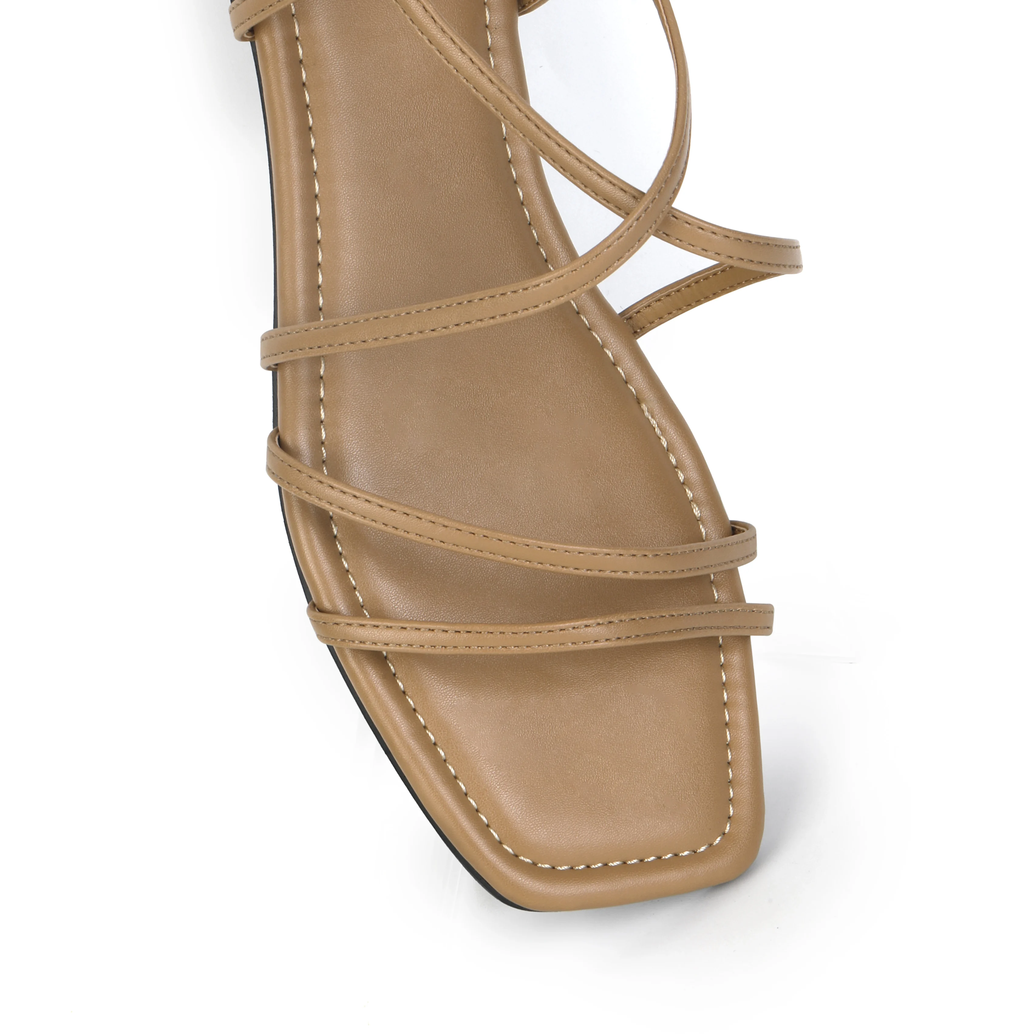 Summer 2023 Simple Casual Commute Leather Women Shoes Sandals Square Open Toe Flat Sandals PVC PU Rubber Gua Plus Size Sandals