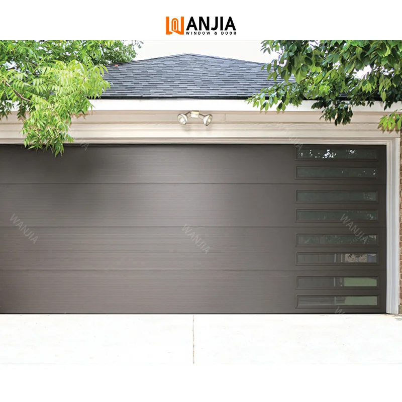WANJIA Luxury Tempered Glass Garage Door Intelligent Automatic Operation Segment Aluminum Garage Door