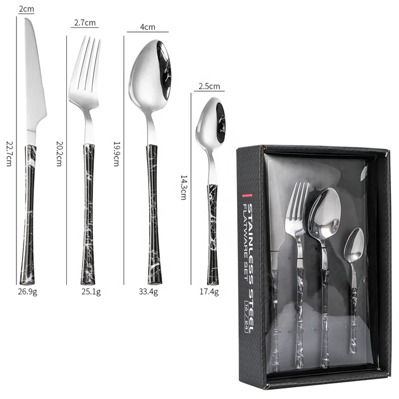 
Stainless Steel Steak Knife Fork Tea Spoon 4pcs Silverware Flatware Cutlery Set 